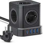 Bol.com Voomy Cube 2.0 USB-C Stekkerdoos 20W - Met Schakelaar - 5 Stopcontacten - 4 USB Poorten - Powercube - Snellader - 2M Ver... aanbieding