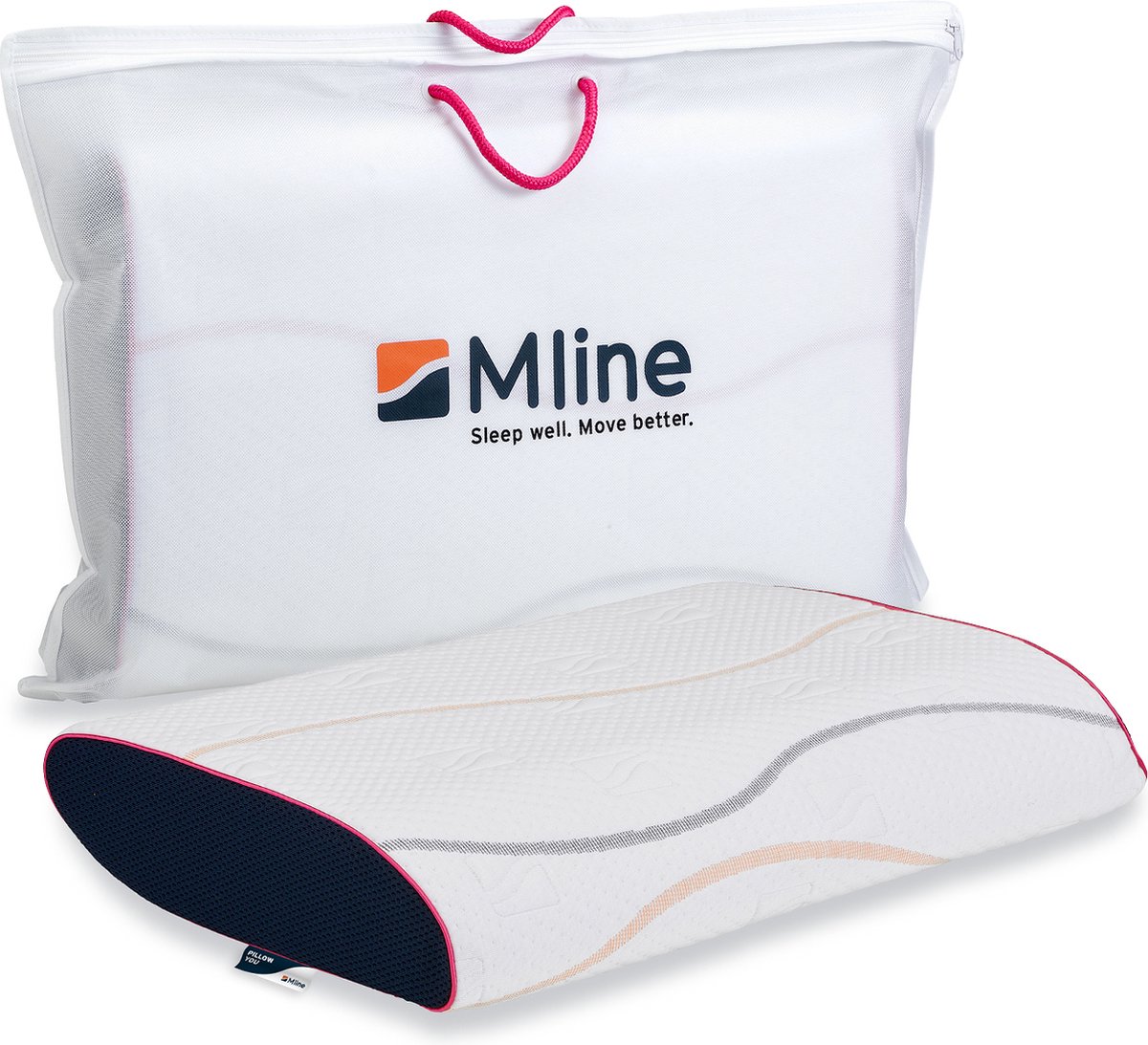 M line Pillow You ergonomisch hoofdkussen - soft/medium – anti-allergeen – tegen nek- en schouderklachten – 9 cm hoog – fuchsia