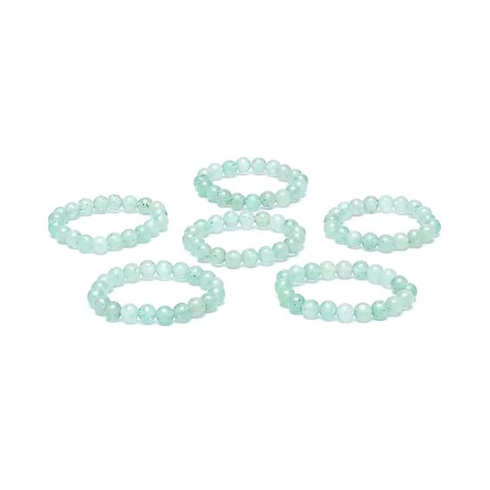 Ring en perles d'aventurine verte, pierre précieuse, élastique