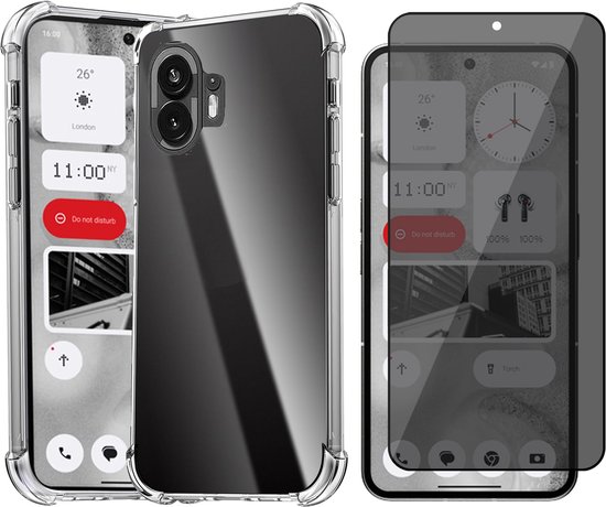 Coque adaptée à Nothing Phone 2 - Protecteur d'écran de confidentialité Glas à couverture complète - Antichoc Transparent