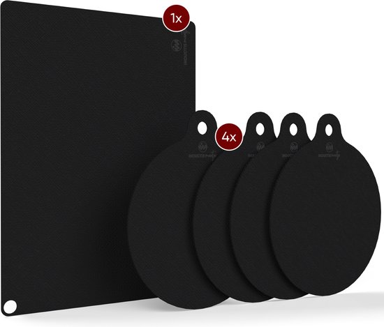 Inductie Maatje® - De Originele Inductie Beschermer - Antislip - Geschikt voor Booster Functie - 4x20Ø en 1x35*25cm - Zwart