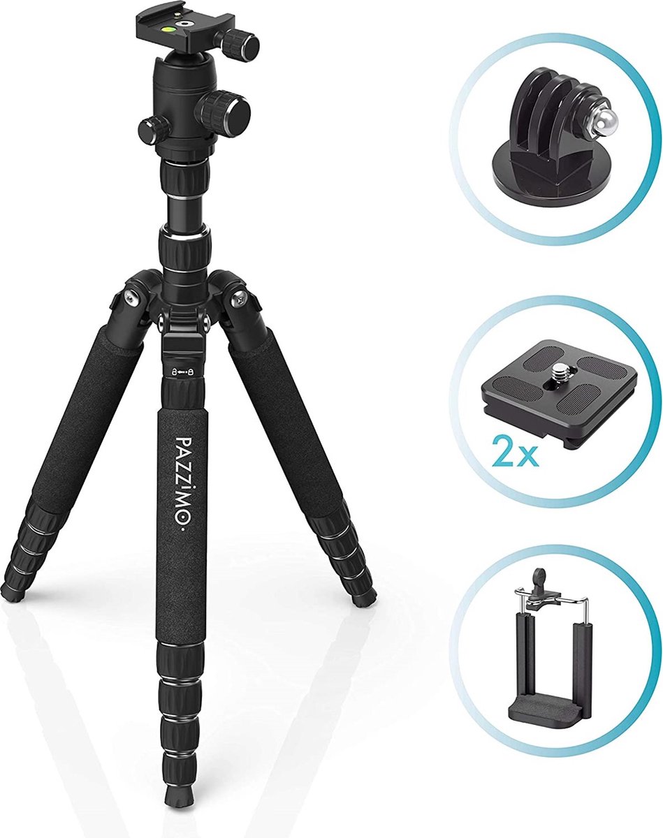 Pazzimo Camera statief Aluminium Reisstatief 50-146cm