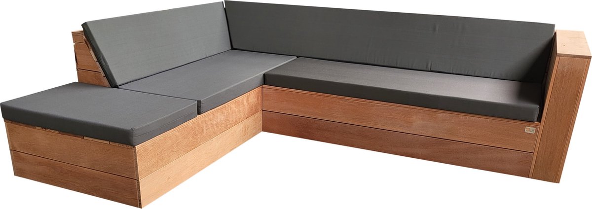 Wood4you - Loungeset 7 Bankirai - incl kussens - 200cm - 240cm (L-vorm)