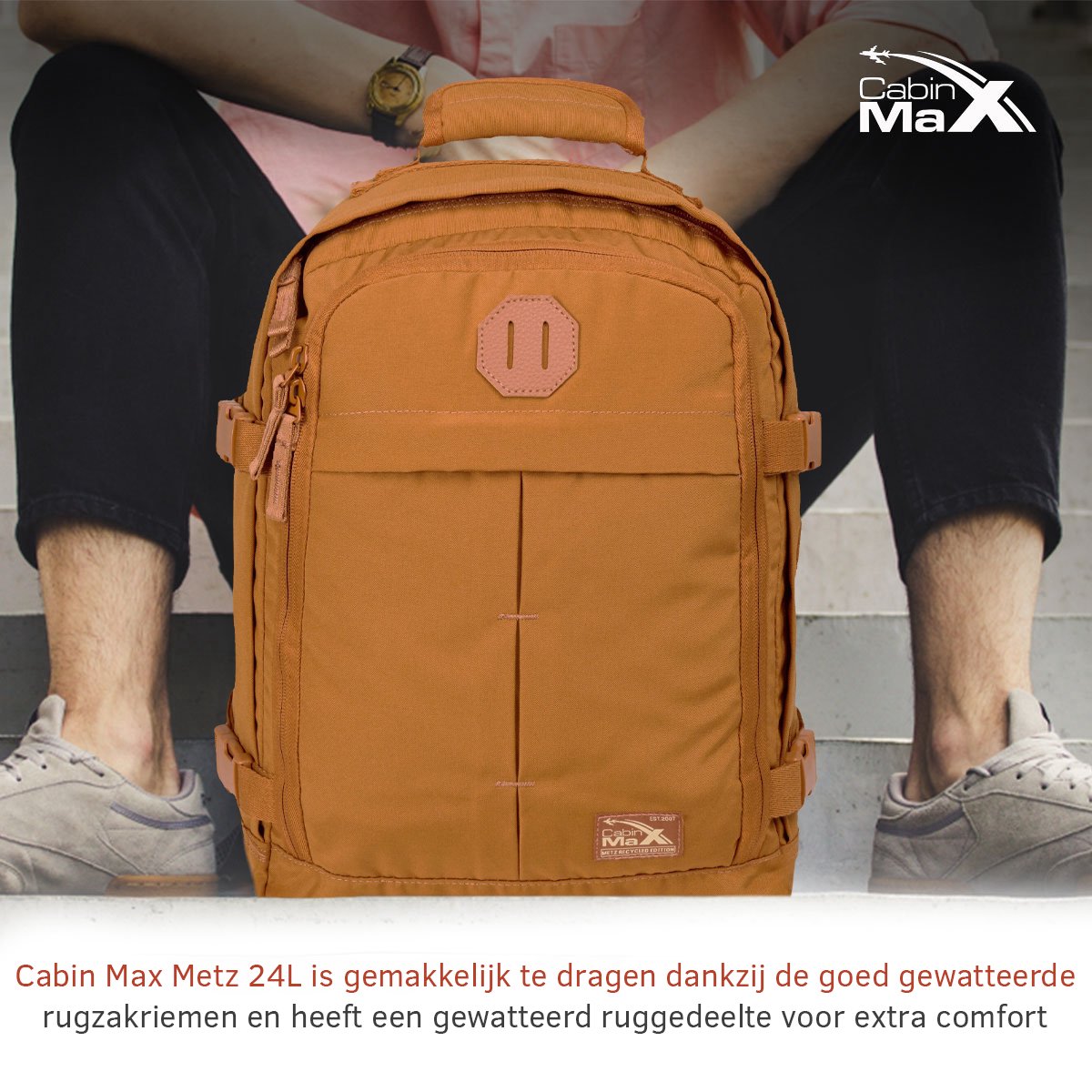 CabinMax Metz Reistas – Handbagage 24L Ryanair - Wizz Air – Rugzak Transavia – Schooltas - 40x30x20 cm – Compact Backpack – Lichtgewicht – Terracota – foto 3