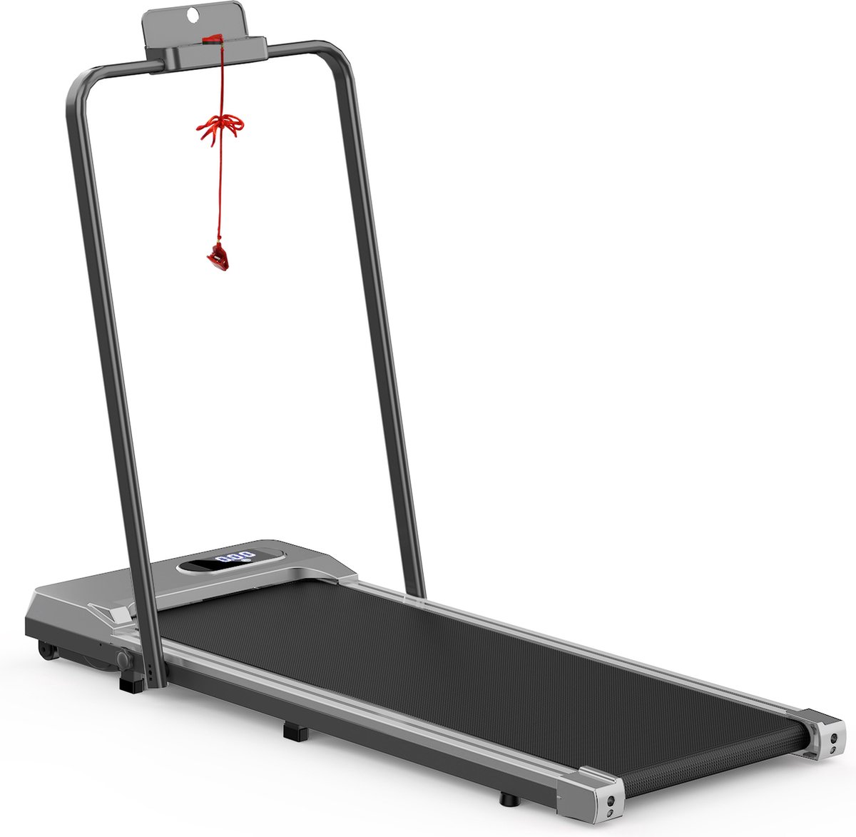 Loopband - Inklapbaar loopband Elektrisch met armleuningen, 1-8 km/u - met afstandsbediening en LCD-display - Walkingpad - Treadmill - Zilver