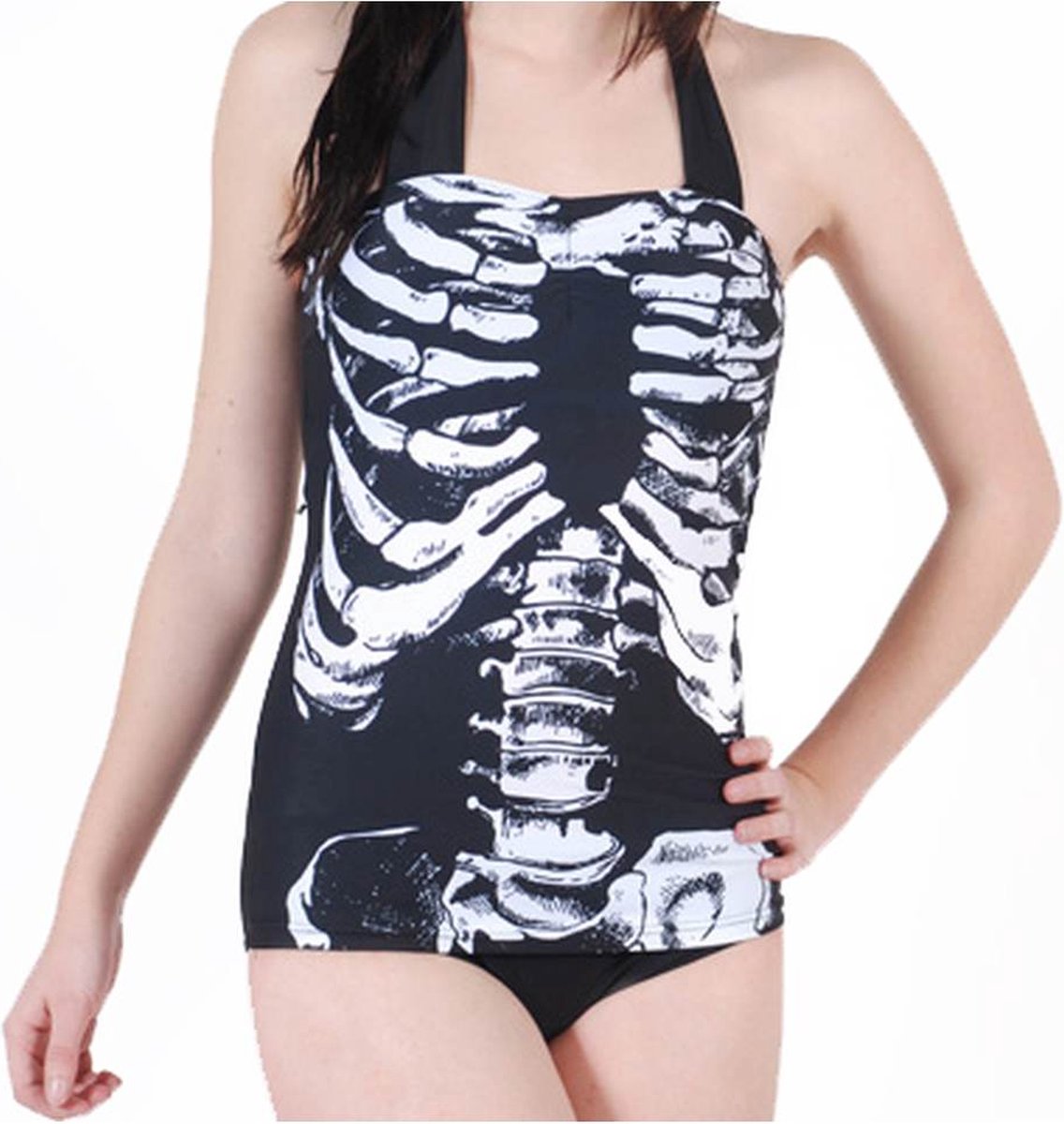 Banned - SKELETON Badpak - 2XL - Zwart/Wit