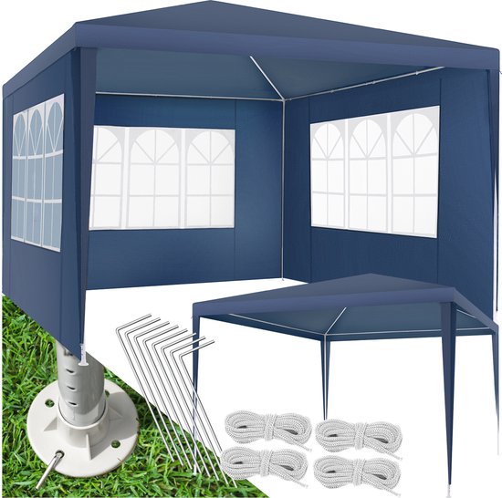 Joparri Tuinpaviljoen, 3 x 3 m, tuinpaviljoen met 4 zijwanden en ramen, stabiel, uv-bescherming, waterdicht, partypaviljoen, opvouwbaar, tuintent, partytent, voor buiten, tuin, feest, bruiloft, groen
