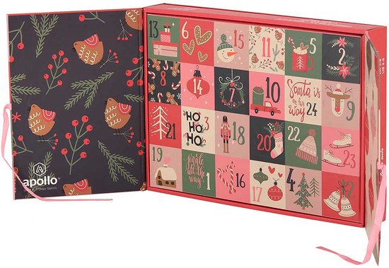 Dames Sokken Adventskalender 12-Paar Kerst Giftbox Roze - Maat 36-41