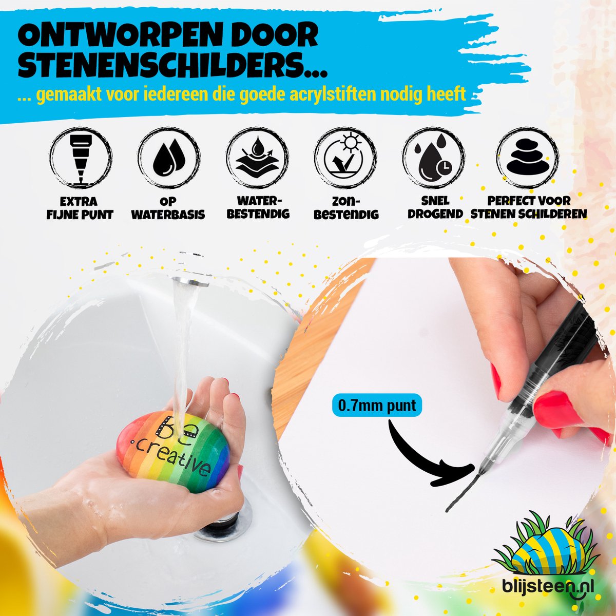 Blijsteen.nl 8-Delige Acryl Marker Stiften 0.7 mm Set | Roze & Paars | Verfstiften voor Volwassenen | Tekenset | Acrylstiften voor Stenen Schilderen | Happy Stones | Stiften voor Volwassenen — afbeelding 3