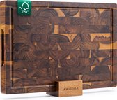 Awudha - Snijplank Set met Houder van Acacia Hout - Met Sapgeul, Anti-Slip Handvaten - Ideaal als Borrelplank, Hakblok en Snijplank voor de Keuken