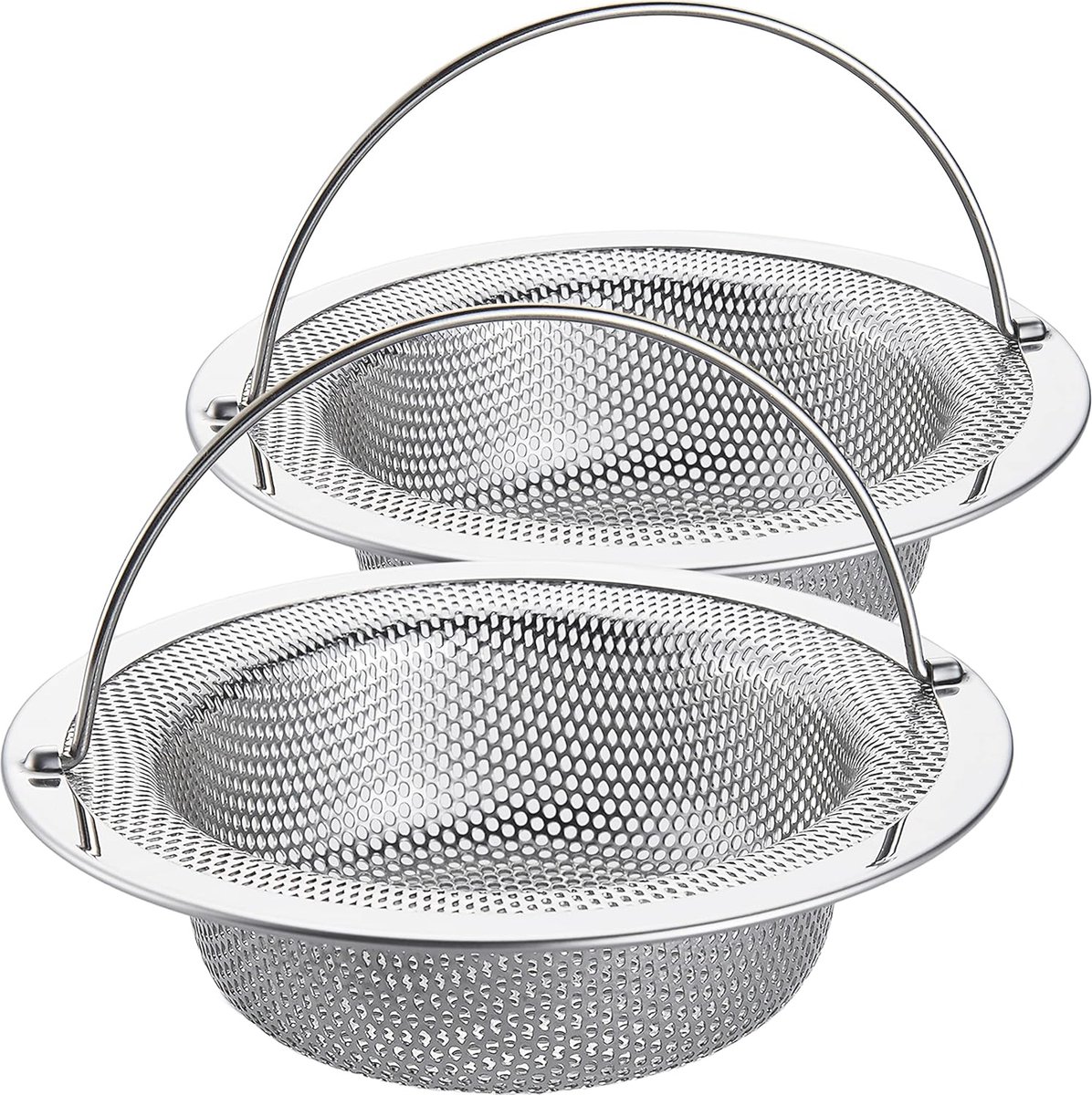 Goedkoopste Roestvrij Stalen Afvoerzeef voor Keuken en Badkamer - 4,5 inch Diameter - 2 Stuks