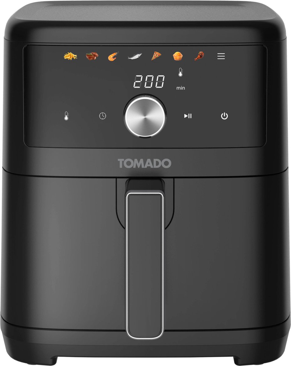 Afbeelding 2 van Tomado TAF6001B - XXL Airfryer - 6 liter - Hetelucht friteuse - 1000 gr friet - Digitaal display - Zwart