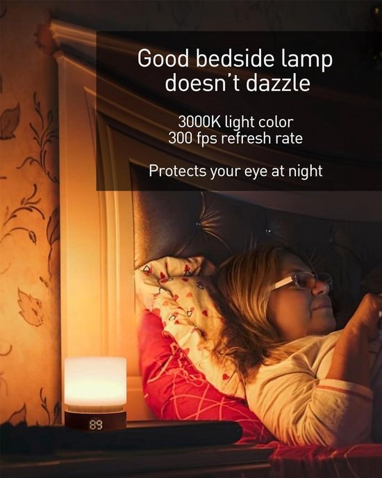 Bedside Table Lamp with Warm Light - Rechargeable LED Lamp Wood Grain - Sleep Aid Timing Off - Dimmable Cordless Battery Operated - Night Lamps . van Heltoa — afbeelding 5