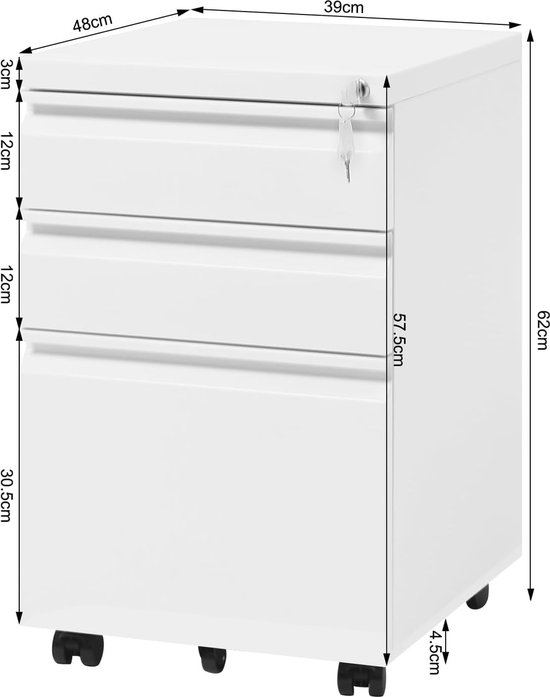Rolcontainer Archiefkast Bureaukast Afsluitbare Kast Container 