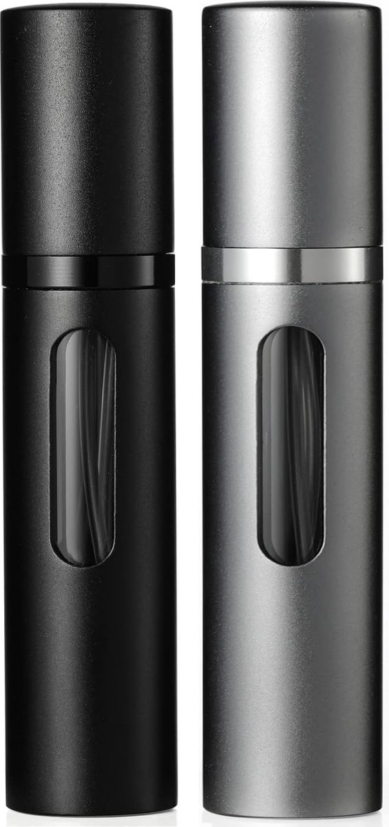 Goedkoopste Set Van 2 Parfum Verstuivers - Zwart Grijs - Vernevelaar - 2x 8ML - Glazen Buisjes - Handtas Formaat - Klein parfum Flesje