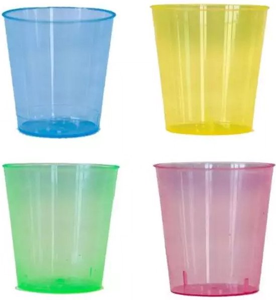 Excellent Houseware shotglas - 20x - kleuren - kunststof - 30 ml - herbruikbaar