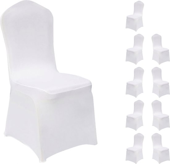 Set de Housses de siège Somstyle - 10 pièces - Housse de chaise de salle à manger - Extensible - Housse de chaise - Wit