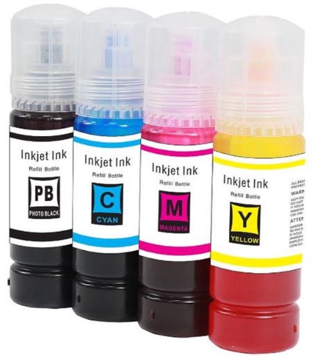 Epson Ecotank ET-2650 664 t664 navulinkt huismerk inktflesjes 4x100 ml Kleur+zwart