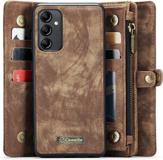 CaseMe 008 2-in-1 Book Case & Back Cover with Wallet - Coque Samsung Galaxy A34 - Marron