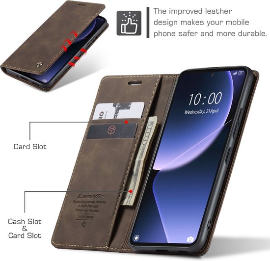 Coque Xiaomi 13T / 13T Pro - CaseMe Book Case - Marron Foncé