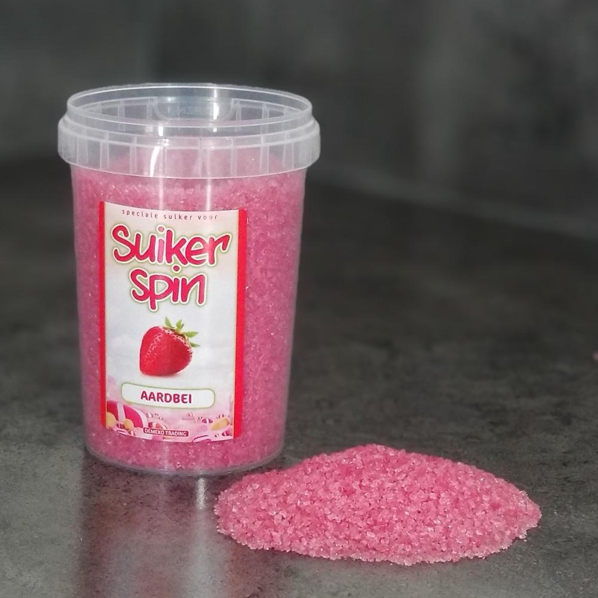 Suikerspinsuiker aardbei, 3 x pot á 400 gram suikerspin suiker