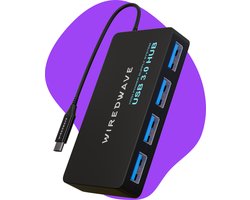 Wiredwave - USB-C Hub Adapter - USB C Docking Station met4 x HDMI - USB 3.0 Hub - 100W Power Delivery - Spacegrey