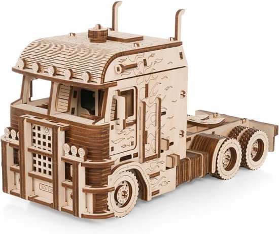 Eco Wood Puzzle 3D en bois Truck « Road King» avec Modélisme de conteneur-semi-remorque