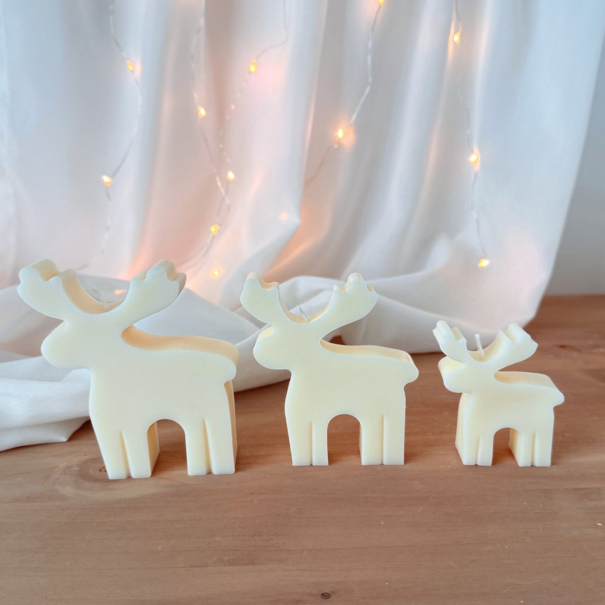 Rendier kerstkaarsen set -Kerstmis decoratie voor binnen- Set van drie Rendierkaarsen