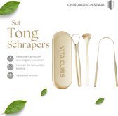 Vita Curis Professionele Tongschraper - Mondverzorging Koper Goud - Inclusief luxe opbergbox en verpakking