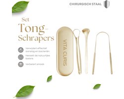 Vita Curis Professionele Tongschraper - Mondverzorging Koper Goud - Inclusief luxe opbergbox en verpakking