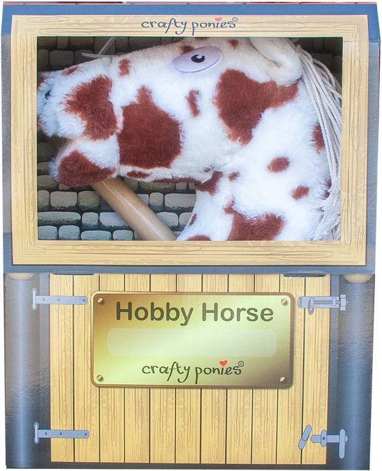 Stokpaard Crafty Ponies Hobby Horse Bruin Bont + Staldoos & Hoofdstel van Crafty Ponies — afbeelding 2