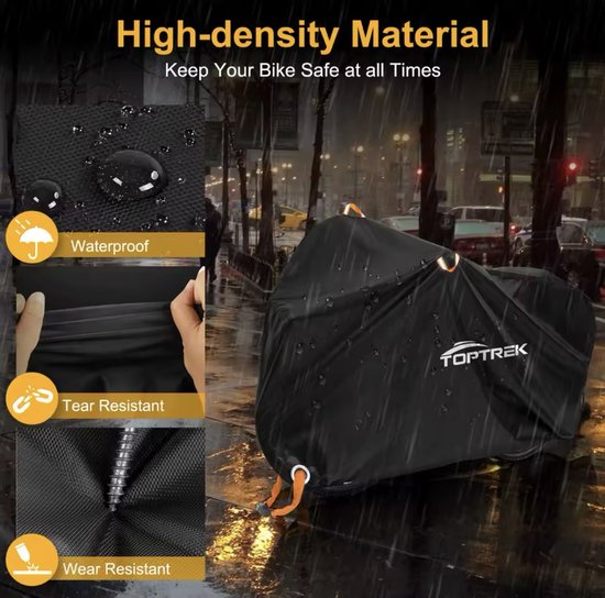 Scooterhoes waterdicht 200x110x70 cm met hangslotopening, fatbike en fiets afdekhoes, duurzaam beschermzeil