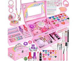 Ensemble de maquillage Kinder , valise de maquillage pour filles, 59 pièces, ensemble de maquillage lavable, speelgoed pour filles