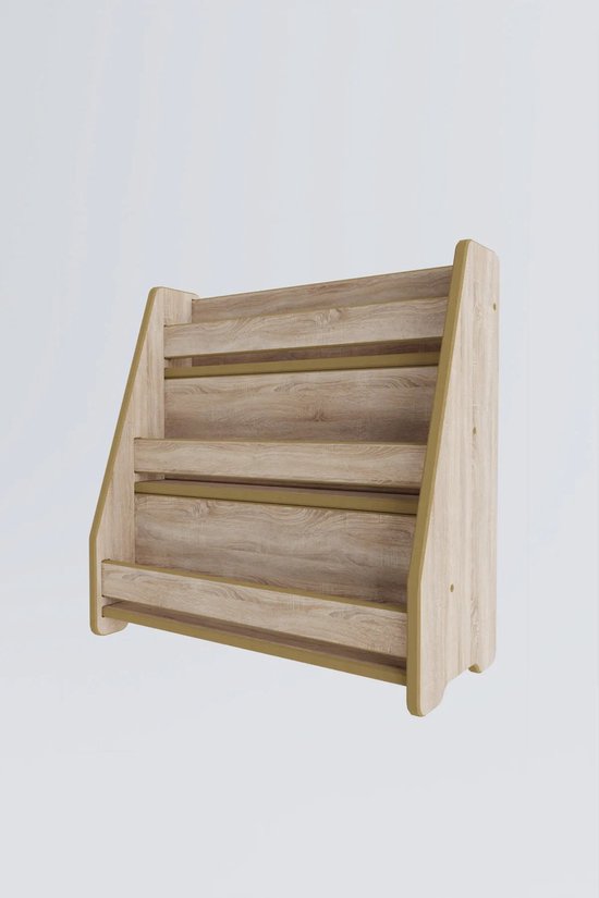 Boekenkast Kind - Boekenrek Kind - Boekenrek Kinderkamer - Kinderboekenkast - Montessori Boekenkast - Houtkleur - Boekenkast Staand