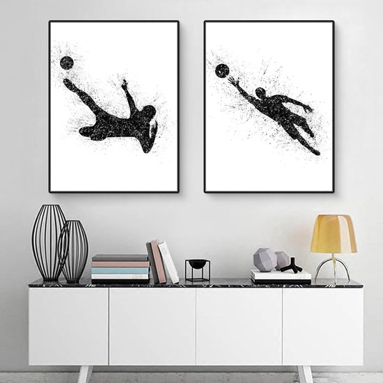 Goodivery ® Set de 3 affiches de Voetbal modernes, art coloré pour Décoration Kinder et de salon, sans cadre