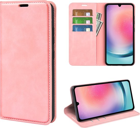 Coque pour Samsung Galaxy A16 - MobyDefend Luxe Wallet Bookcase (fermeture magnétique) - Rose - Étui pour téléphone portable - Étui de téléphone Convient pour : Samsung Galaxy A16