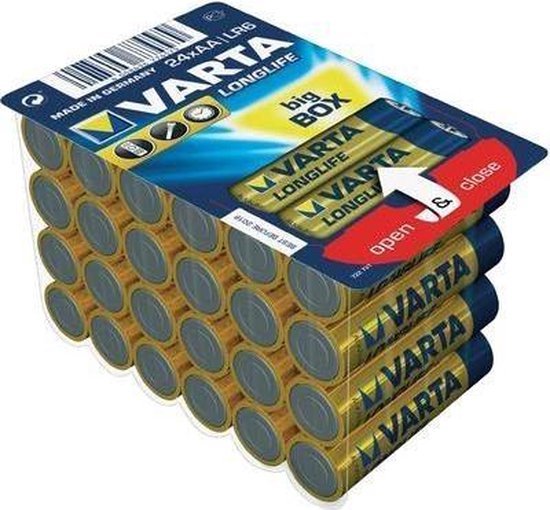 Varta Longlife AA LR6, Batterie à usage unique, AA, Alcaline, 1,5 V, 24 pièce(s), Bleu, Jaune