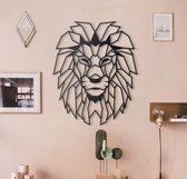 Hoagard Wanddecoratie - Leeuwenhoofd - Metaal - Zwart - 41x50cm