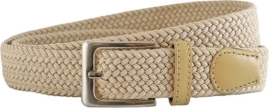 Landley Elastische Riem met Gevlochten Stretch Elastiek – Dames / Heren - Beige - Lengte totaal 110 cm / Riemmaat 95