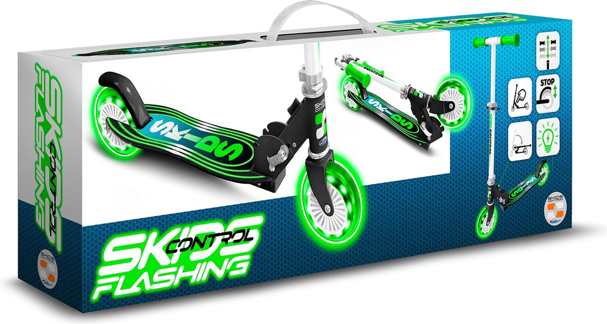Skids Control Flashing 2-wiel Kinderstep Opvouwbaar Voetrem Groen thumbnail 6