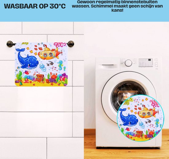 Douchemat antislip douche badmat kind en baby – duiker schildpad oceaan walvis koraalrif vissen octopus onderwater duikboot - antislipmat - baby's kinderen – anti slip mat - kinderbadmat babybadmat douchemat badkamer - wasbaar — afbeelding 4