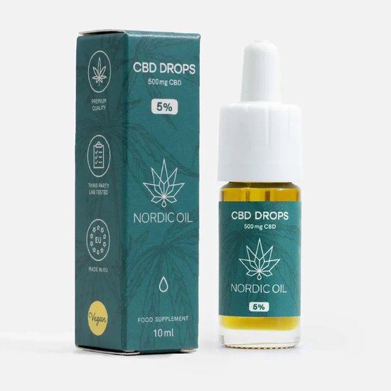 Nordic Oil© - CBD Olie 5% Plus - 10ml - Full Spectrum - 500mg CBD, CBG, CBN, CBDa - 250 Druppels - 100% Vegan - MCT Olie - CO2 Extractie
