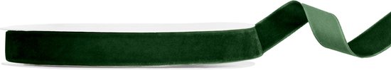 Fluwelen decolint donker groen, 15mm breed - rol 10 meter - velours lint - velvet lint