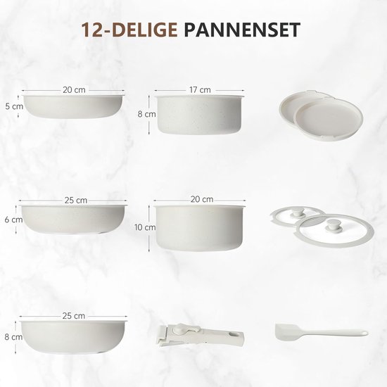 Roestvrij 12-delige pannenset - van Aus Meisterhand Chromstahl