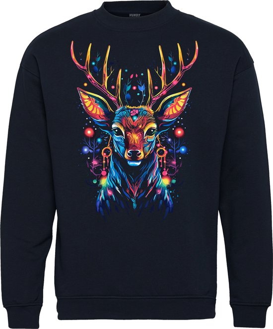 Kersttrui Neon Rudolf | Foute Kersttrui Dames Heren | Kerstcadeau | Kerstpakket | Navy | maat L