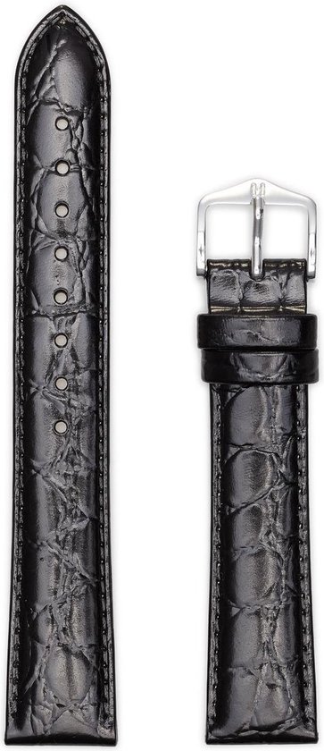 Hirsh Horlogeband -  Crocograin Zwart - Leer - 20mm