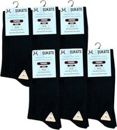 Sukats® 6 Paar Thermosokken - Maat 39-42 - Dames en Heren - Recycled Katoen - Badstof - Zwart - Warme Sokken - Werksokken - Thermo Kousen
