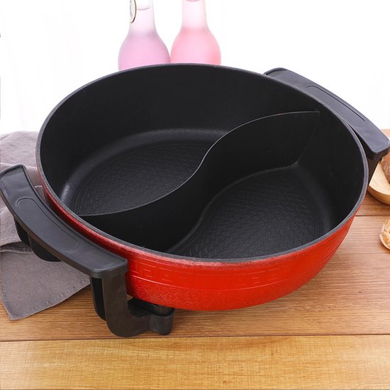 Elektrische pan - Camping - Makkelijk schoon te maken - Losse pan - 220v - pan kan in tweeën gedeeld - 6L — afbeelding 2