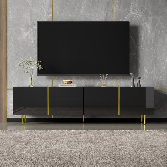 Tv-meubel mangohout zwart 120cm FSOM - Mango Houten Meubels