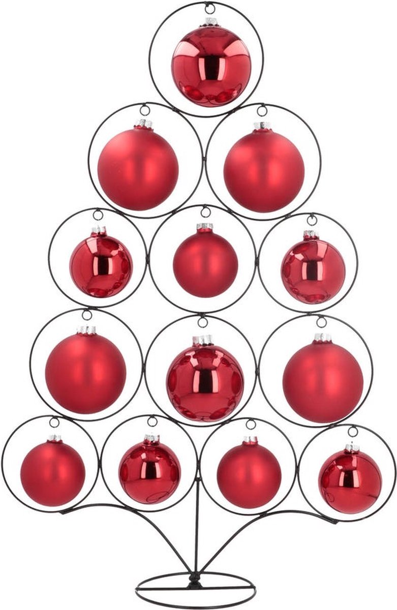 Kerstboom Cirkel op voet | Zwart | voor Kerstballen | Metaal | 95 cm Hoog en 62 cm Breed